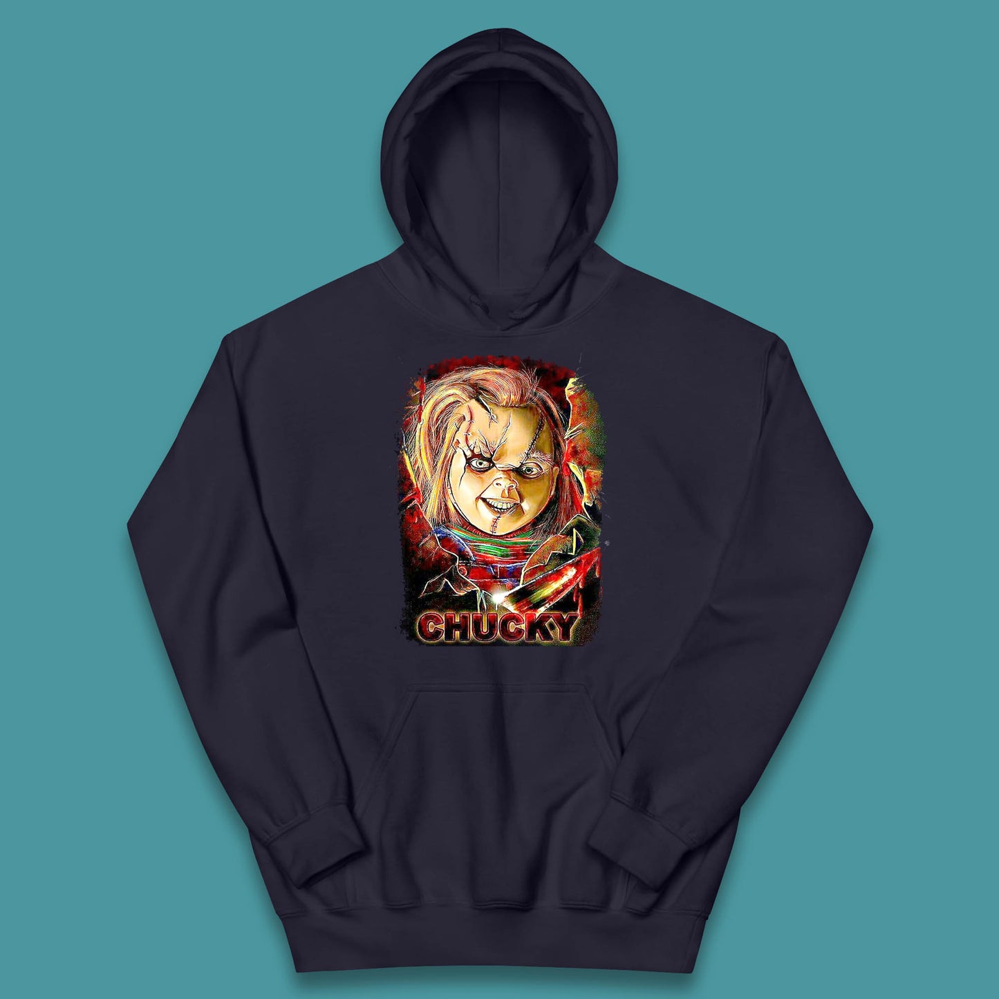 Chucky Distressed Childs Play Horror Monster Creepy Doll Toy Scary Halloween Scary Movie Character Kids Hoodie