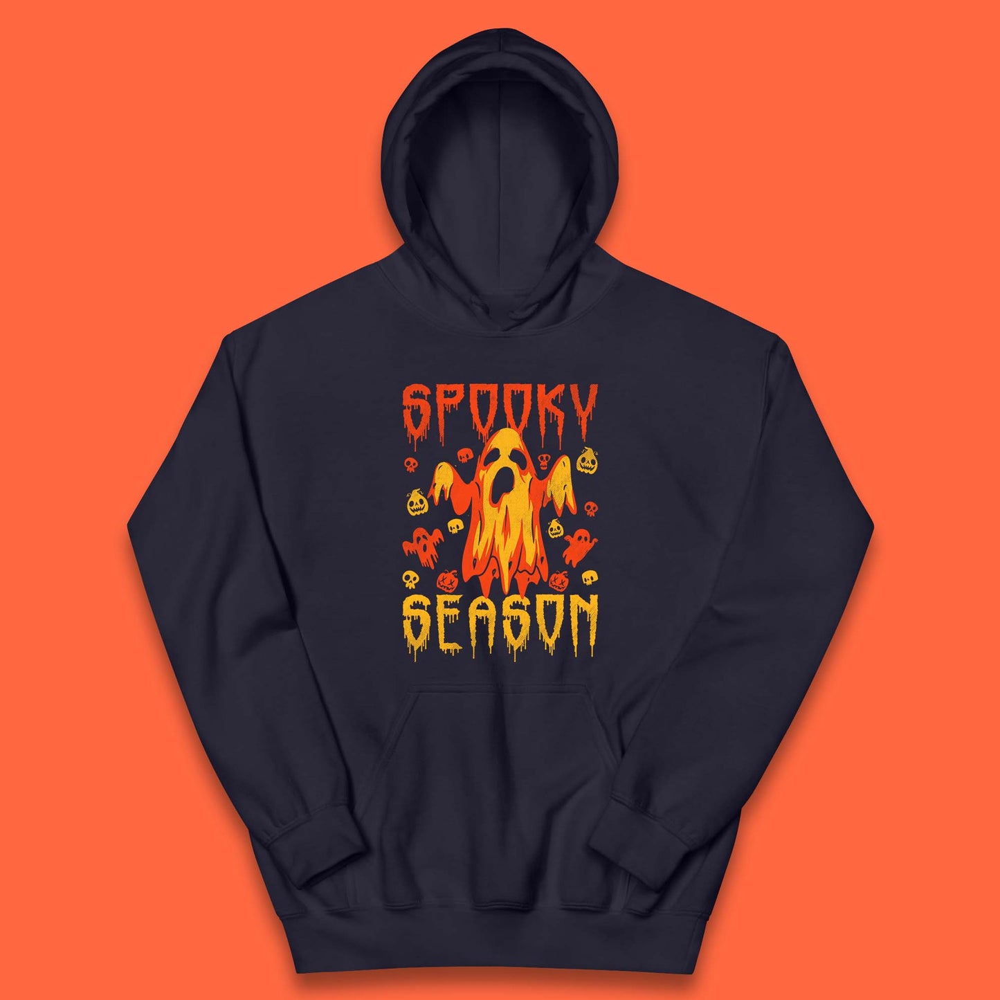 Spooky Season Halloween Ugly Scary Boo Ghost Halloween Vibes Kids Hoodie