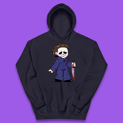Chibi Michael Myers Holding Bloody Knife Halloween Serial Killer Horror Movie Character Kids Hoodie