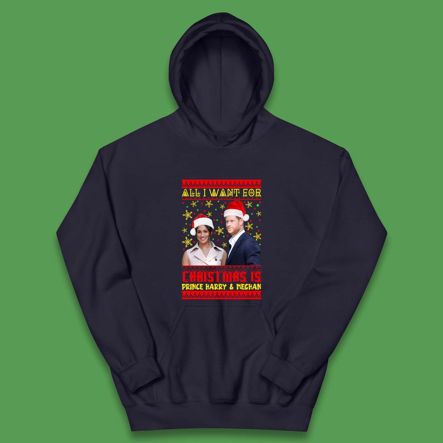 Prince Harry & Meghan Christmas Kids Hoodie