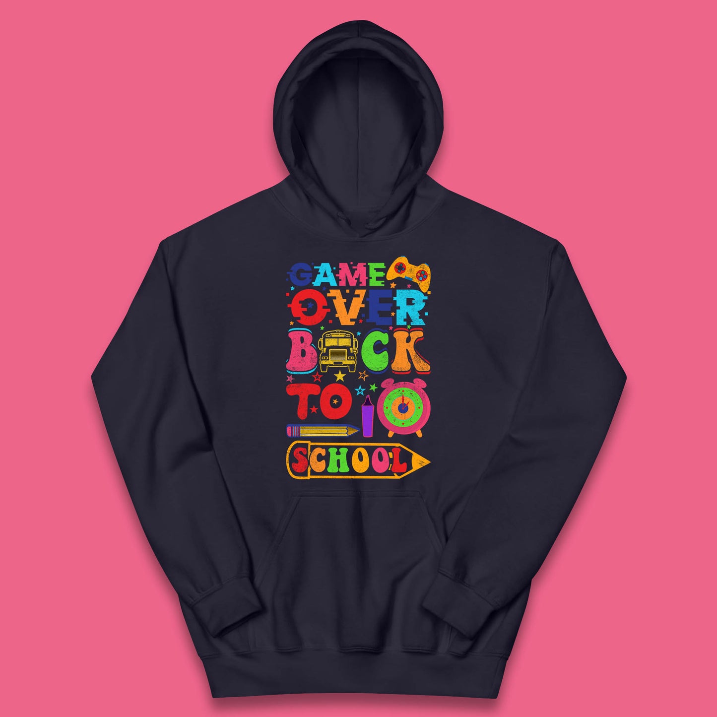 Game Over Back To School Gaming Lover Colorful School Costume Gift Kids Hoodie