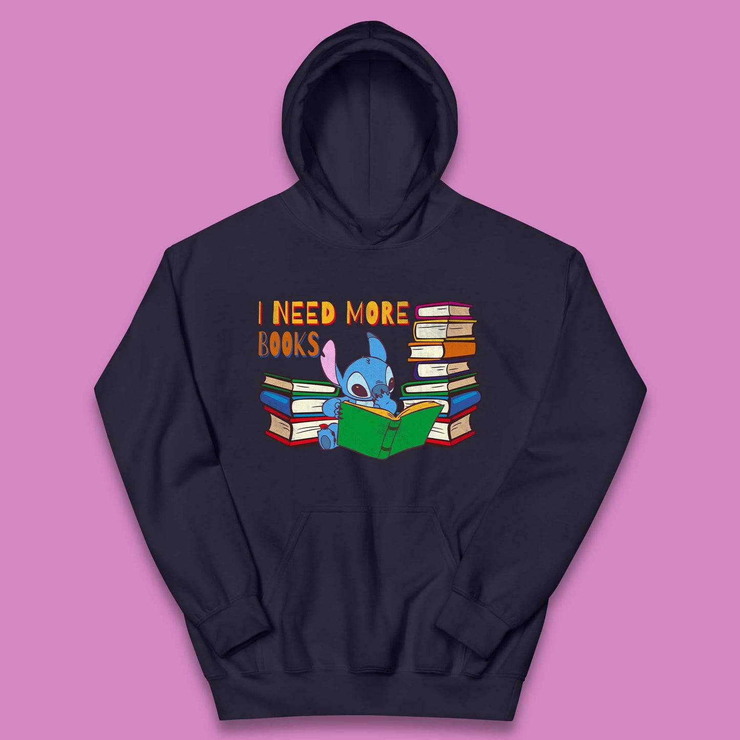 Stitch Reading A Book Kids Hoodie
