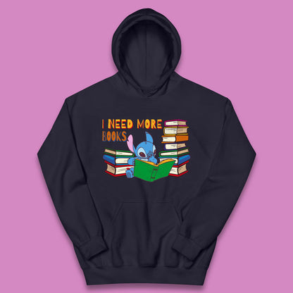 Stitch Reading A Book Kids Hoodie