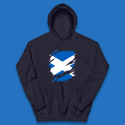 Distressed Scotland Flag Scottish Heritage Ancestry Scot Pride Scottish Flag Kids Hoodie