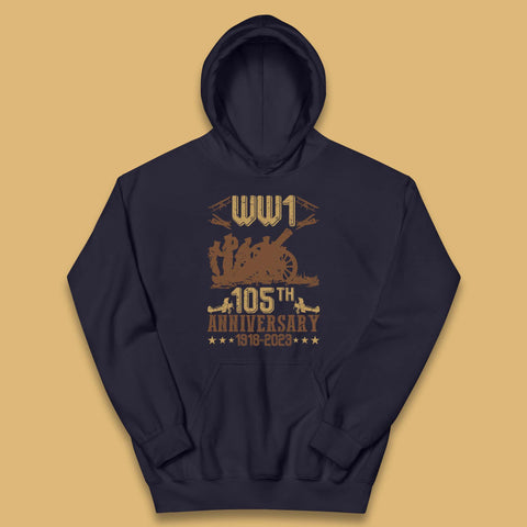WW1 105th Anniversary 1918-2023 End Of World War I Remembrance Day Kids Hoodie