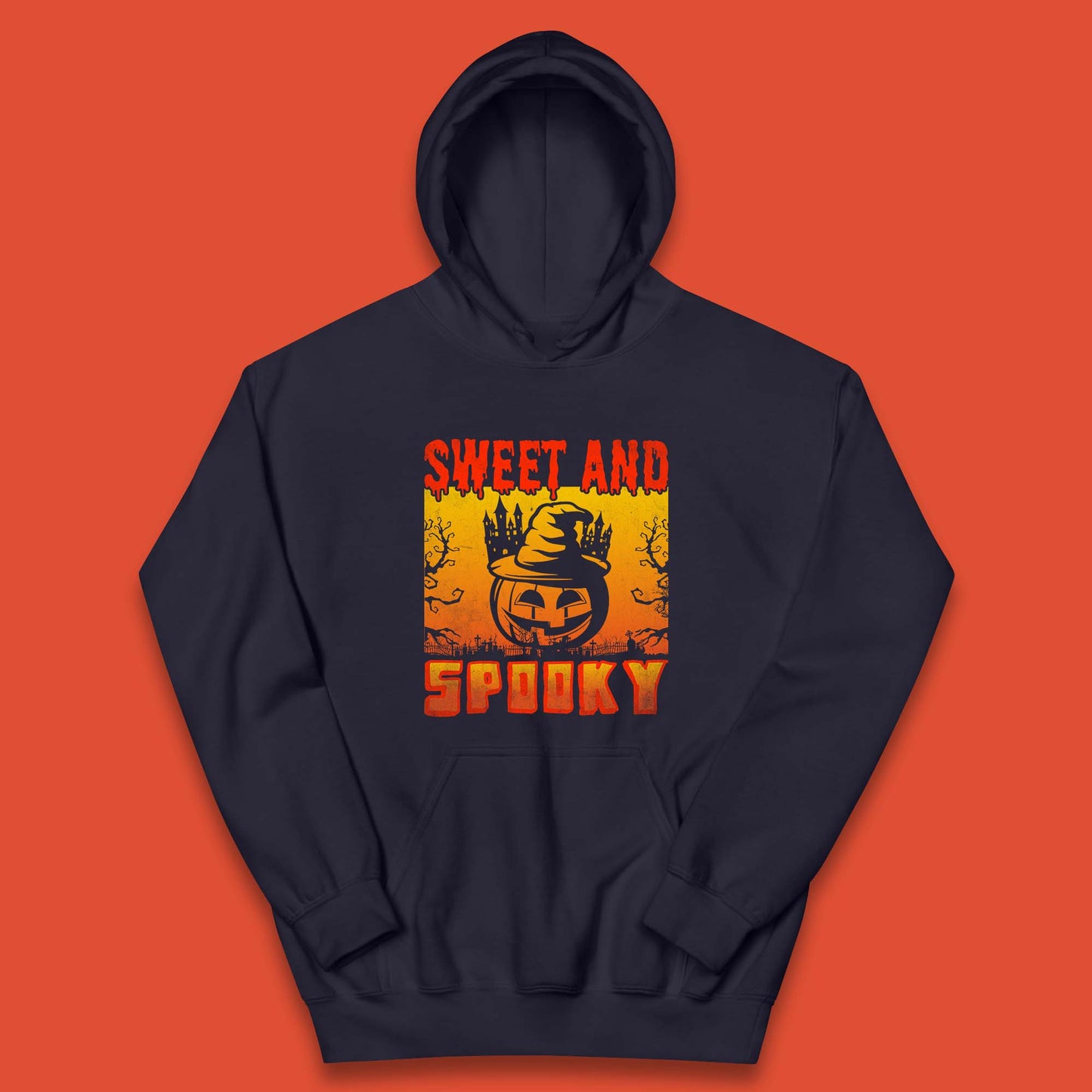 Sweet And Spooky Happy Halloween Witch Hat Pumpkin Horror Scary Season Kids Hoodie