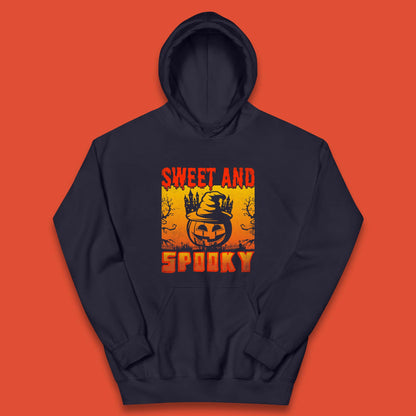 Sweet And Spooky Happy Halloween Witch Hat Pumpkin Horror Scary Season Kids Hoodie