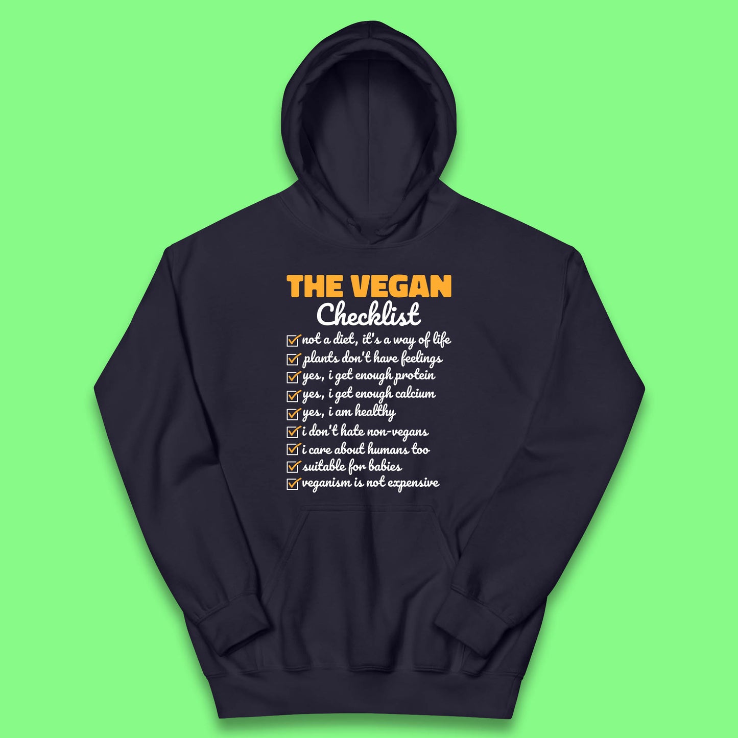 The Vegan Checklist Vegan Activism Funny Pro Vegetarian Checklist Kids Hoodie