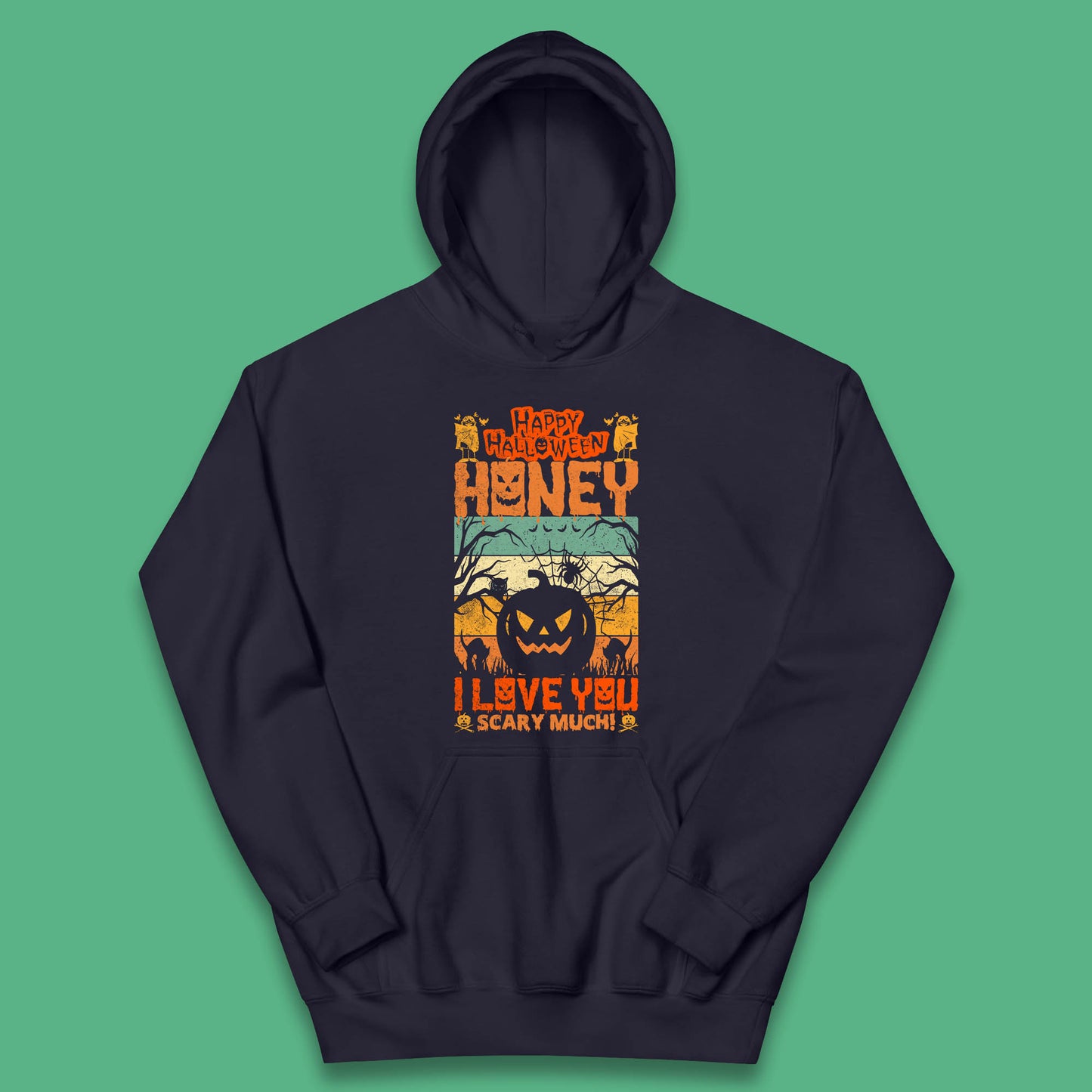 Happy Halloween Honey I Love You Scary Much Funny Halloween Scary Pumpkin Kids Hoodie