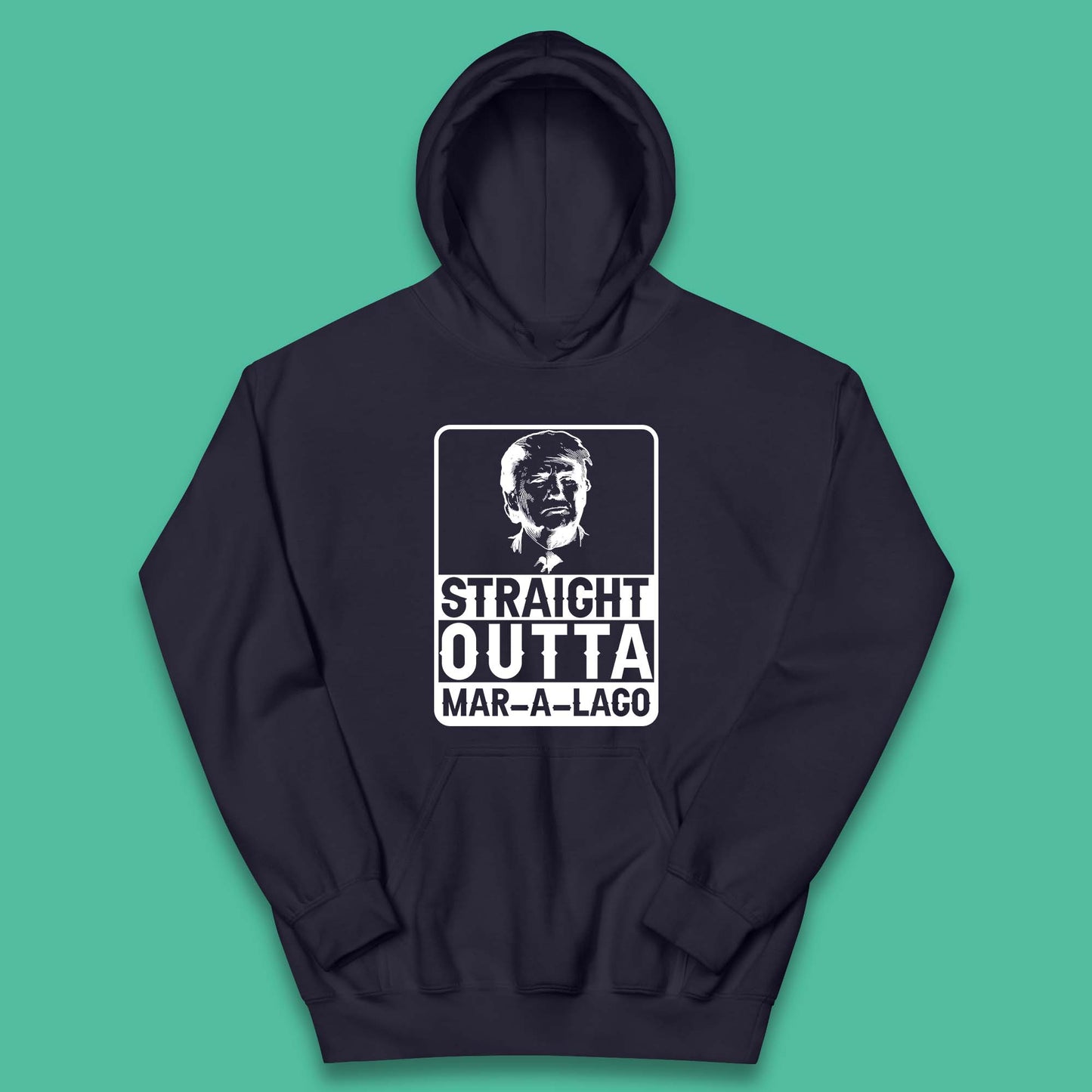 Donald Trump Straight Outta Mar-A-Lago USA Mugshot President Elections 2024 Kids Hoodie