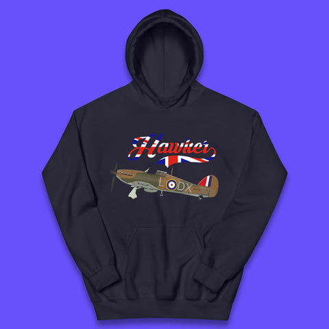 Hawker Hurricane United Kingdom Vintage WWII RAF Fighter Jet British Aircraft Royal Air Force Remembrance Day Kids Hoodie