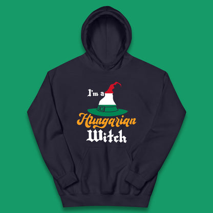 I'm A Hungarian Witch Halloween Witch Hat Hungarian Flag Kids Hoodie