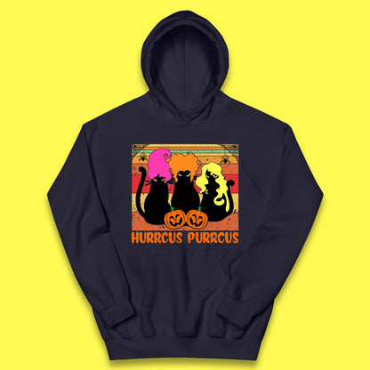 Vintage Halloween Witches Hurrcus Purrucs Scary Cat Horror Pumpkin Faces Hocus Pocus Halloween Costume Kids Hoodie
