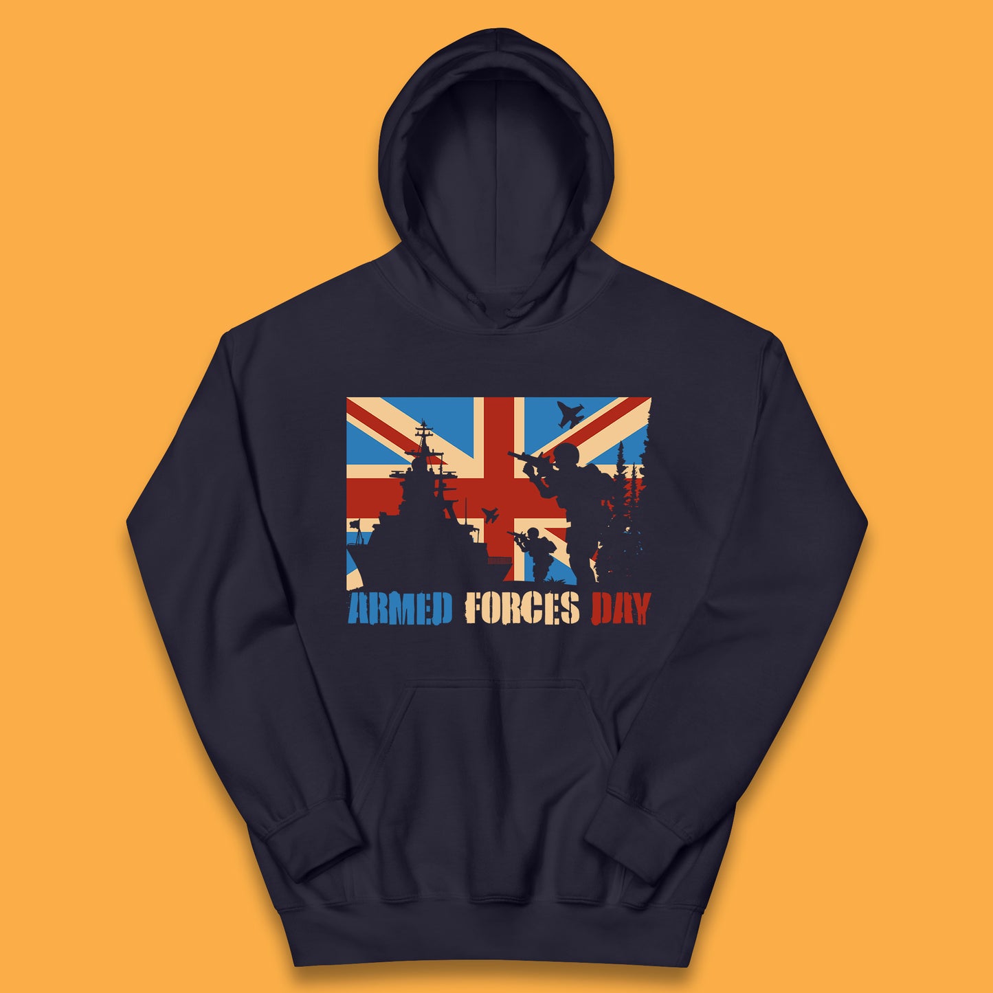 UK Flag British Armed Forces Day WWI Remembrance Day British Veterans Day Kids Hoodie