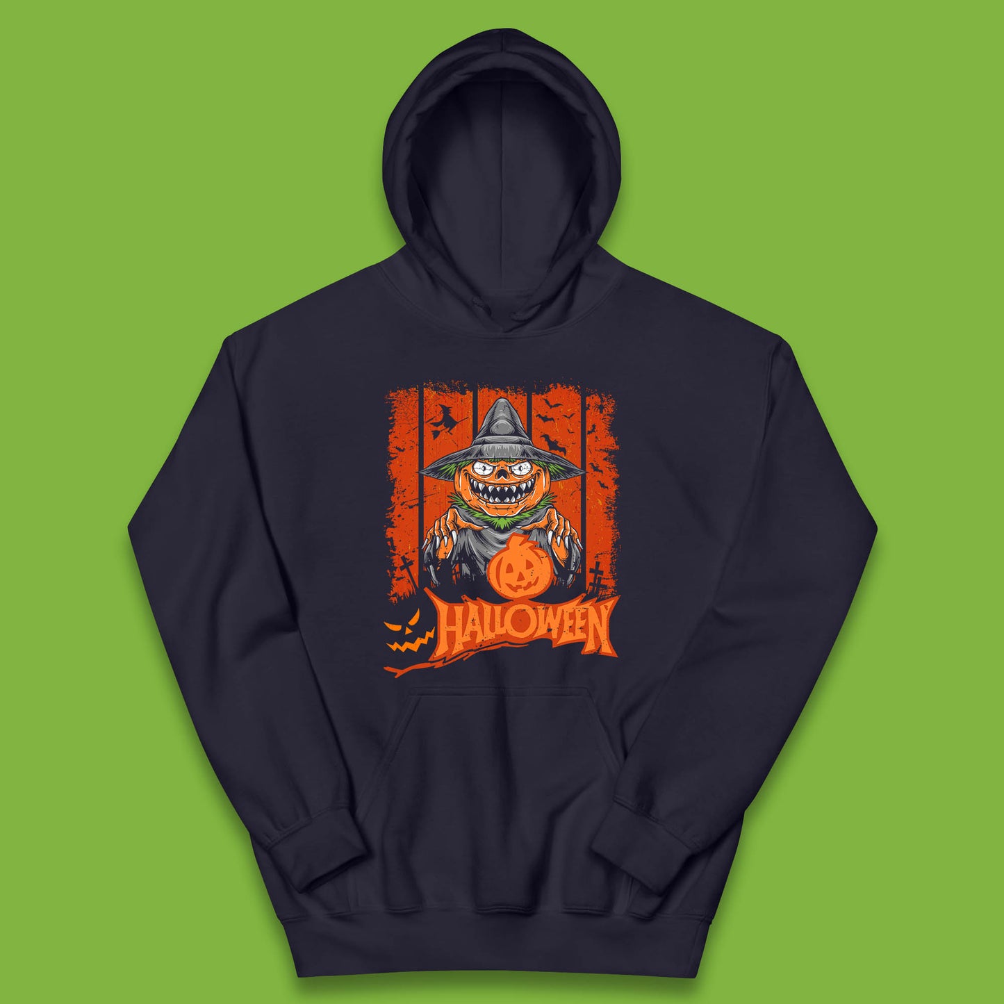 Halloween Pumpkin Head Scarecrow Jack O Lantern Pumpkin Head Horror Scary Vintage Retro Kids Hoodie