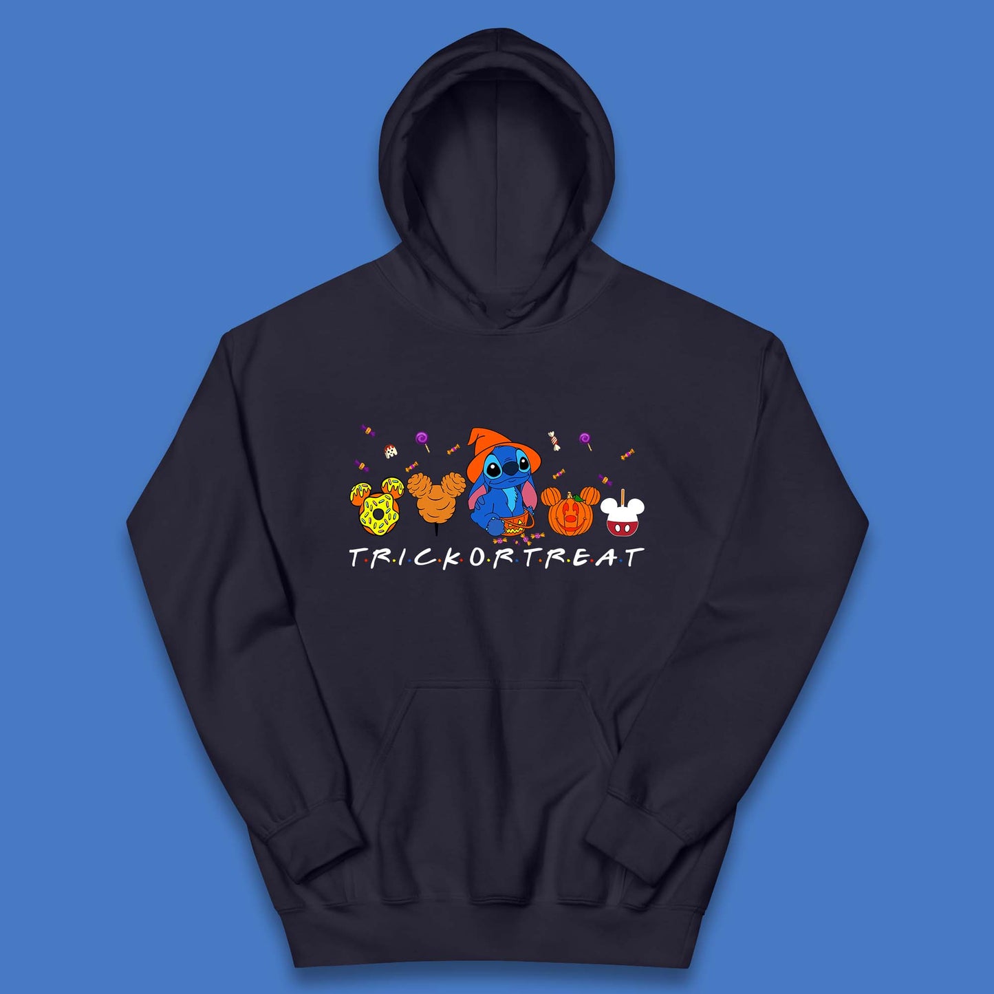 Halloween Disney Stitch Snacks Trick Or Treat Stitch And Mickey Mouse Friends Spoof Disneyland Snacks Kids Hoodie