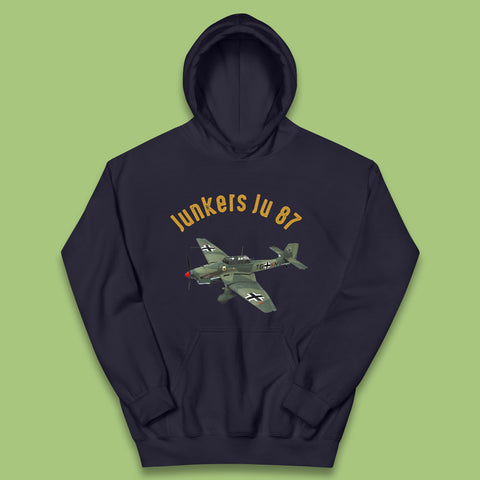 Junkers Ju 87 Or Stuka Dive Bomber And Ground Attack Aircraft Vintage Retro Fighter Jets World War II Remembrance Day Royal Air Force Kids Hoodie