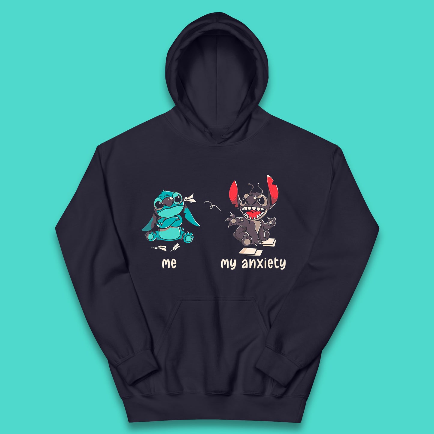 Disney Ohana Funny Me My Anxiety Ohana Lilo & Stitich Disneyland Cartoon Character Walt Disney Kids Hoodie