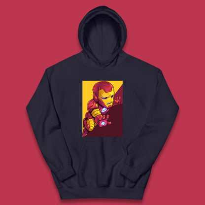 Flying Chibi Iron Man Superhero Marvel Avengers Comic Book Character Iron-Man Marvel Comics Kids Hoodie