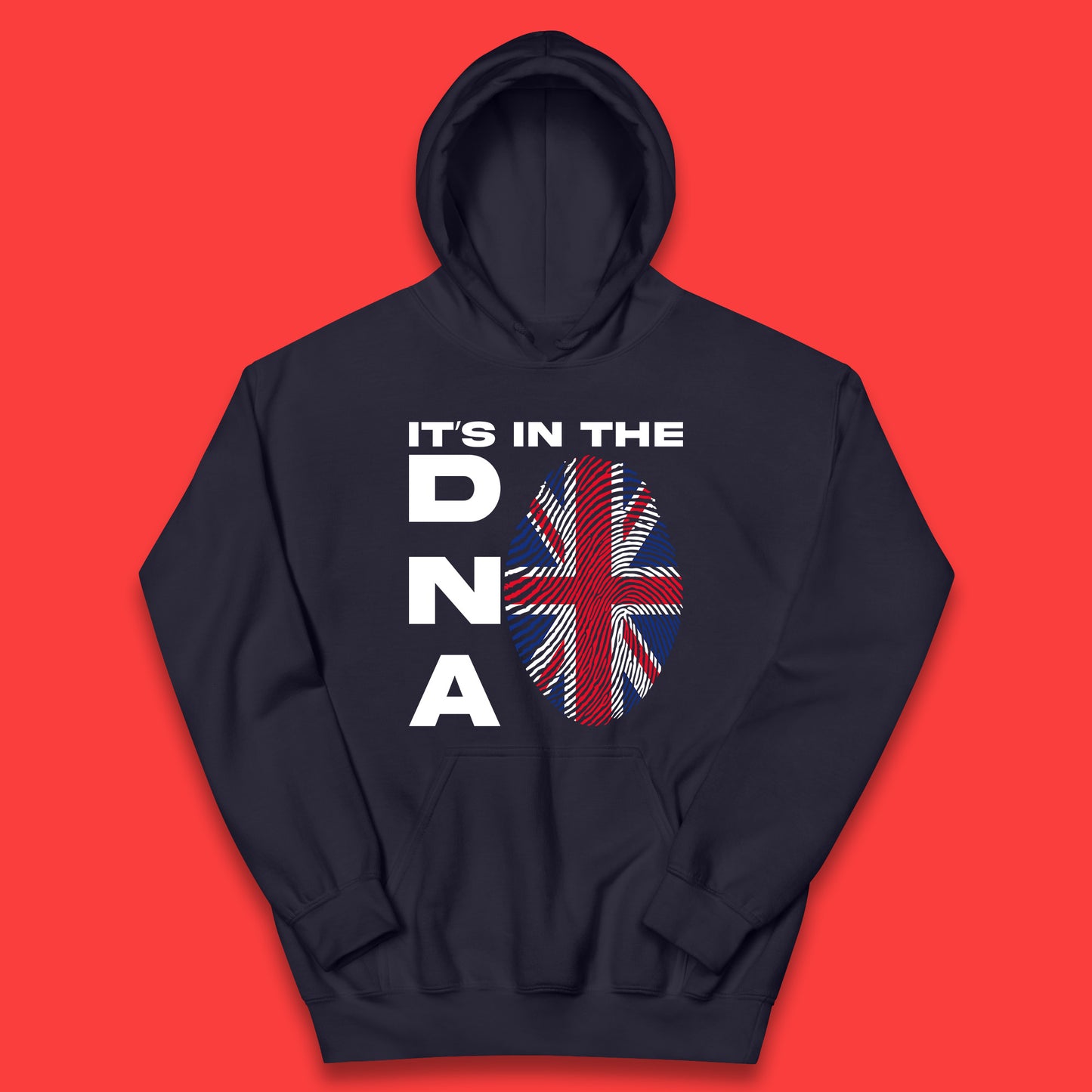 It's In My DNA Uk Union Jack Flag Fingerprint United Kingdom London Souvenirs British Flag Kids Hoodie