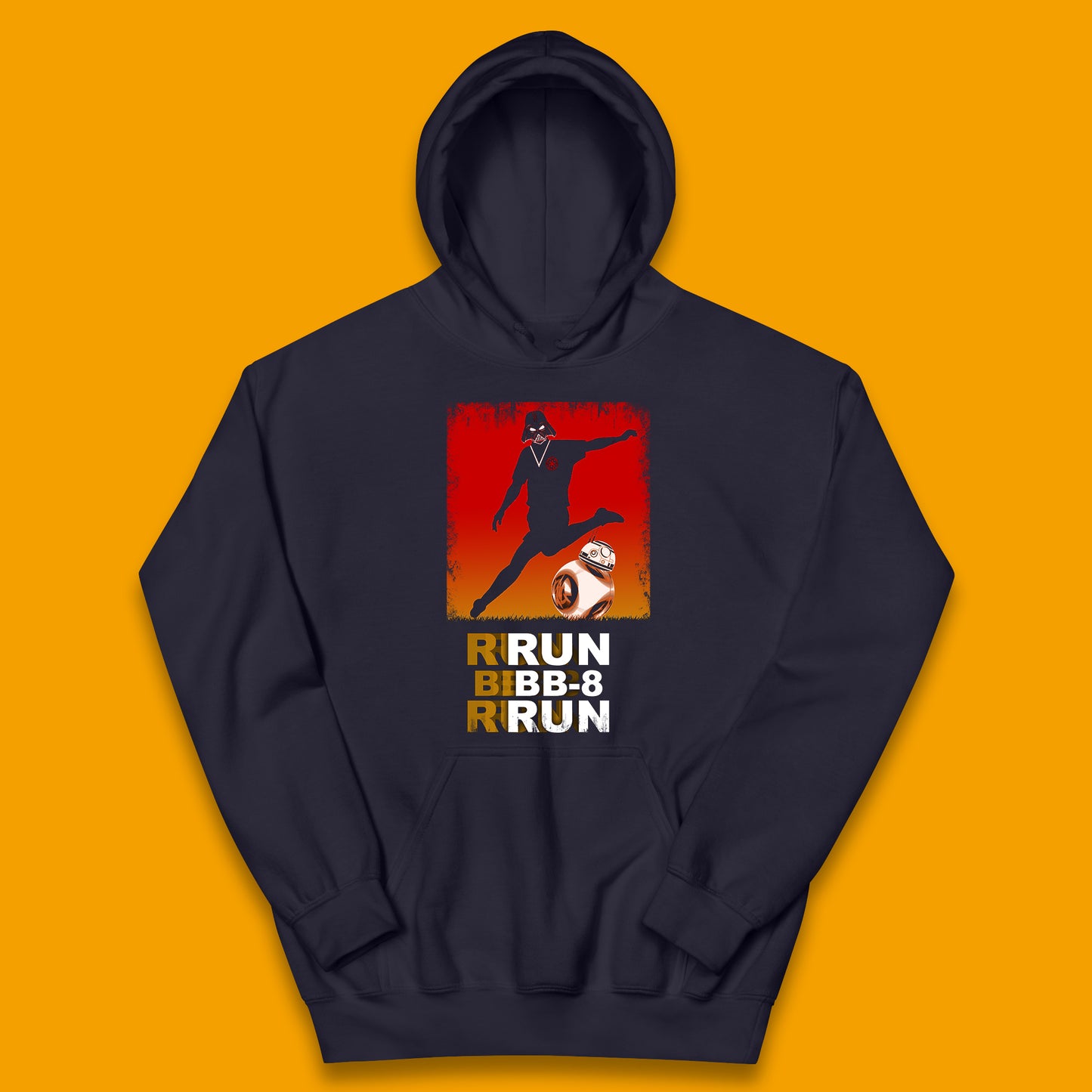 Run BB-8 Run Darth Vader Hitting BB8 Sci Fi Adventure Movie Character Star Wars 46th Anniversary Kids Hoodie