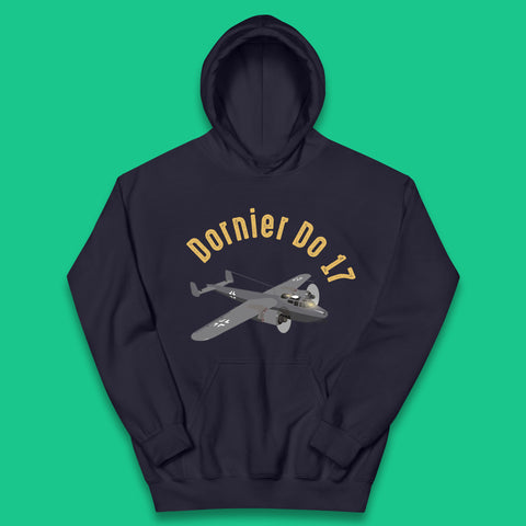 Dornier Do 17 Twin Engined Light Bomber Vintage Retro Military Fighter Jets World War II Remembrance Day Royal Air Force Kids Hoodie