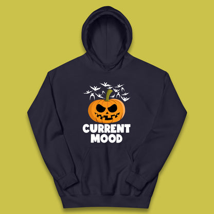 Current Mood Halloween Pumpkin Ghost Evil Scary Smile Face Horror Jack-o-lantern Kids Hoodie