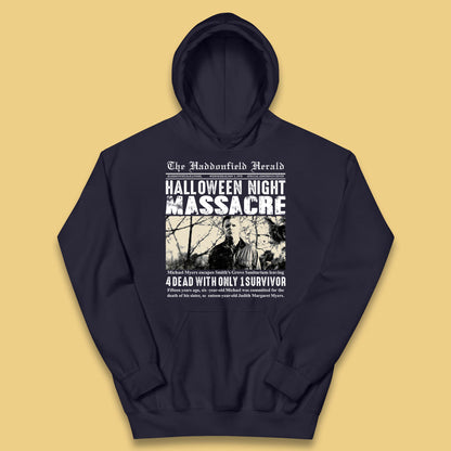 Vintage Halloween Night Massacre 1978 Halloween Newspaper Horror Michael Myers Kids Hoodie