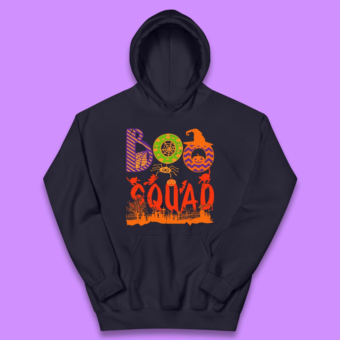 Boo Squad Halloween Matching Costume Horror Boo Crew Kids Hoodie
