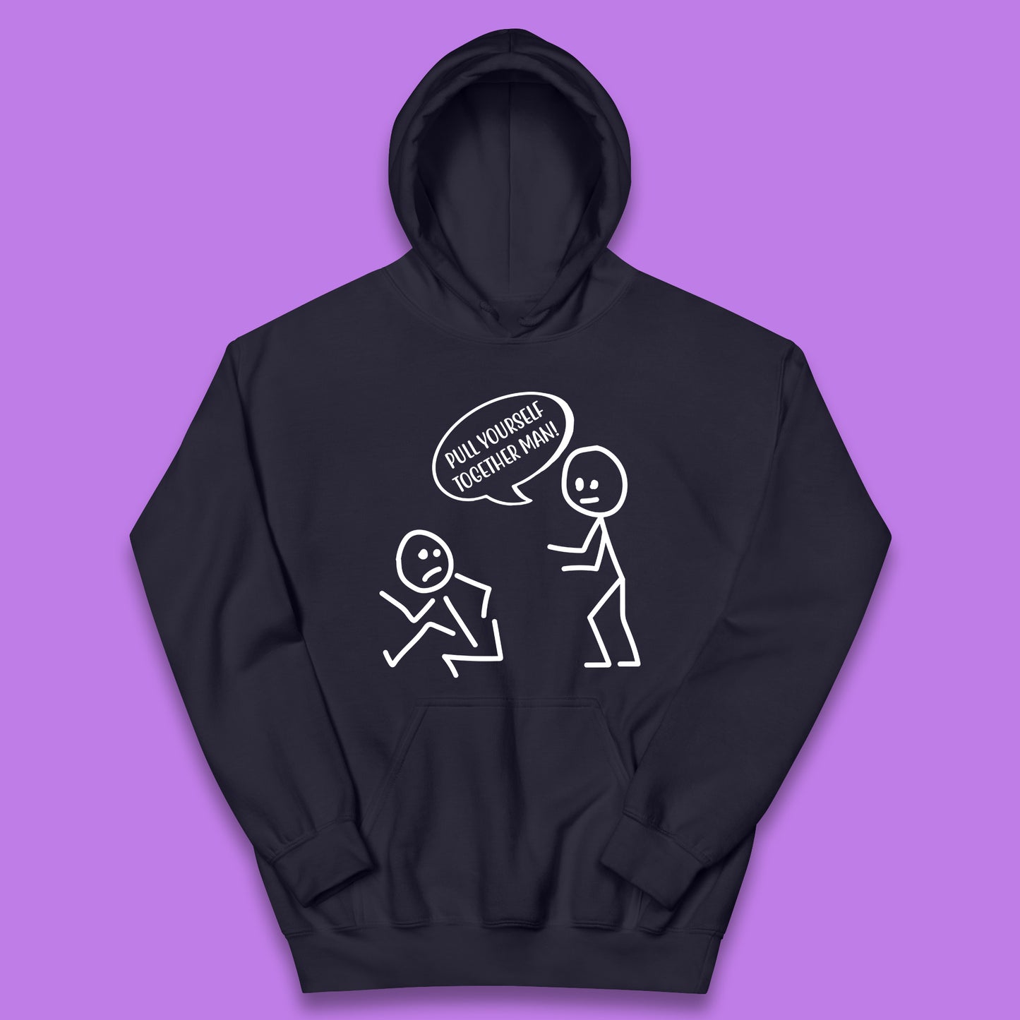 Pull Yourself Together Man! Novelty Sarcastic Funny Stick Figure Kids Hoodie