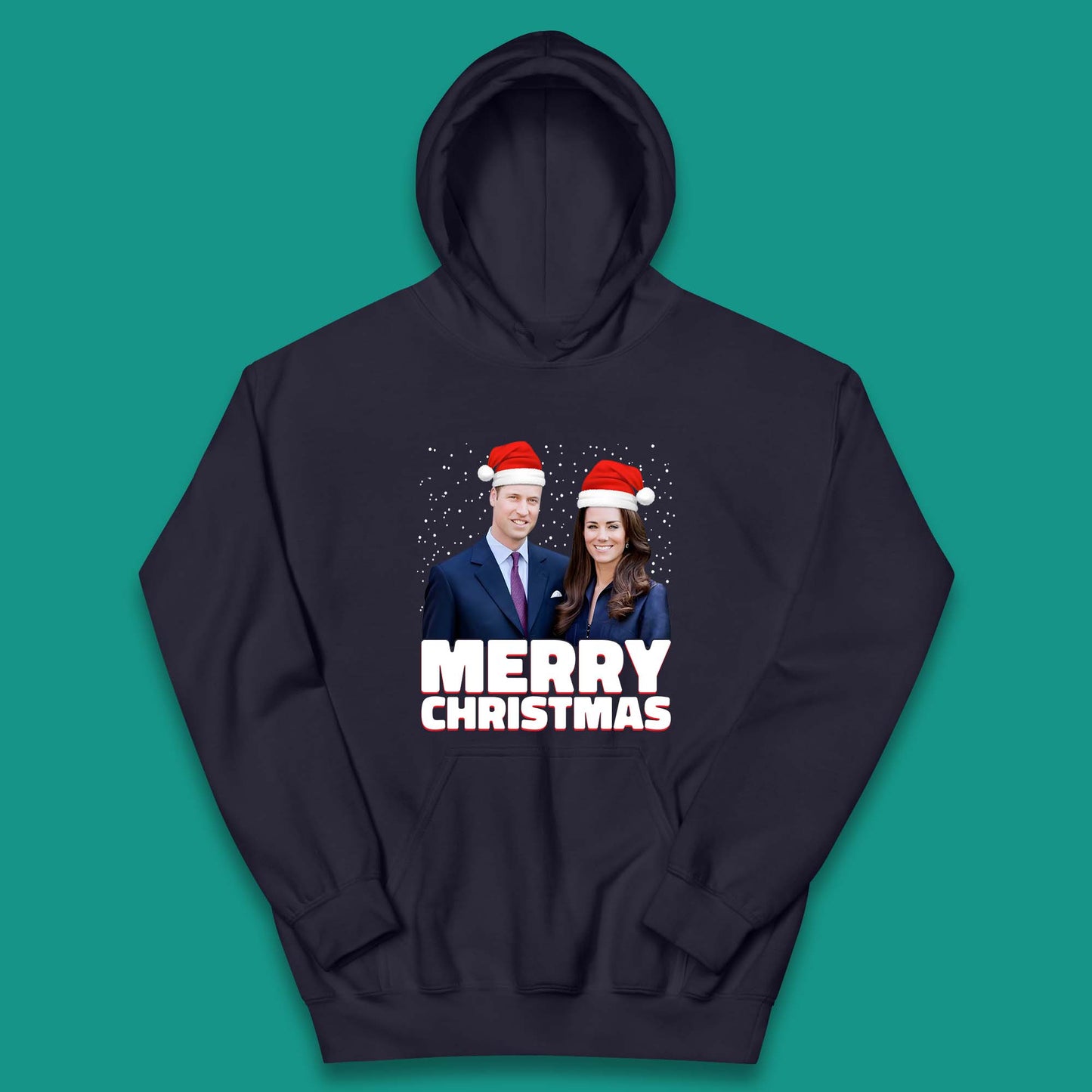 Prince William & Kate Merry Christmas Kids Hoodie