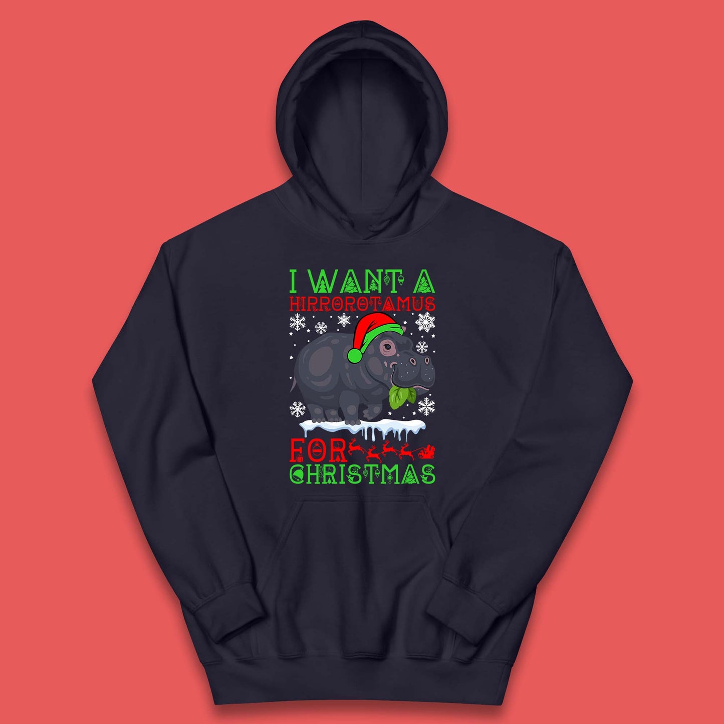 I Want A Hippopotamus For Christmas Kids Hoodie