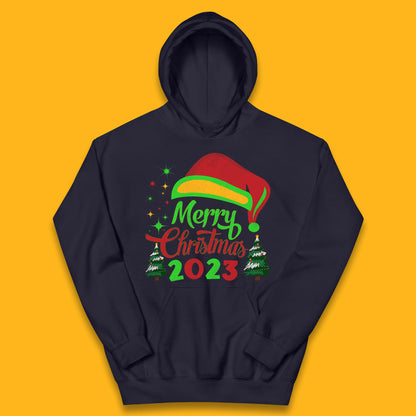 Merry Christmas 2023 Elf Hat Christmas Trees Xmas Gift  Kids Hoodie