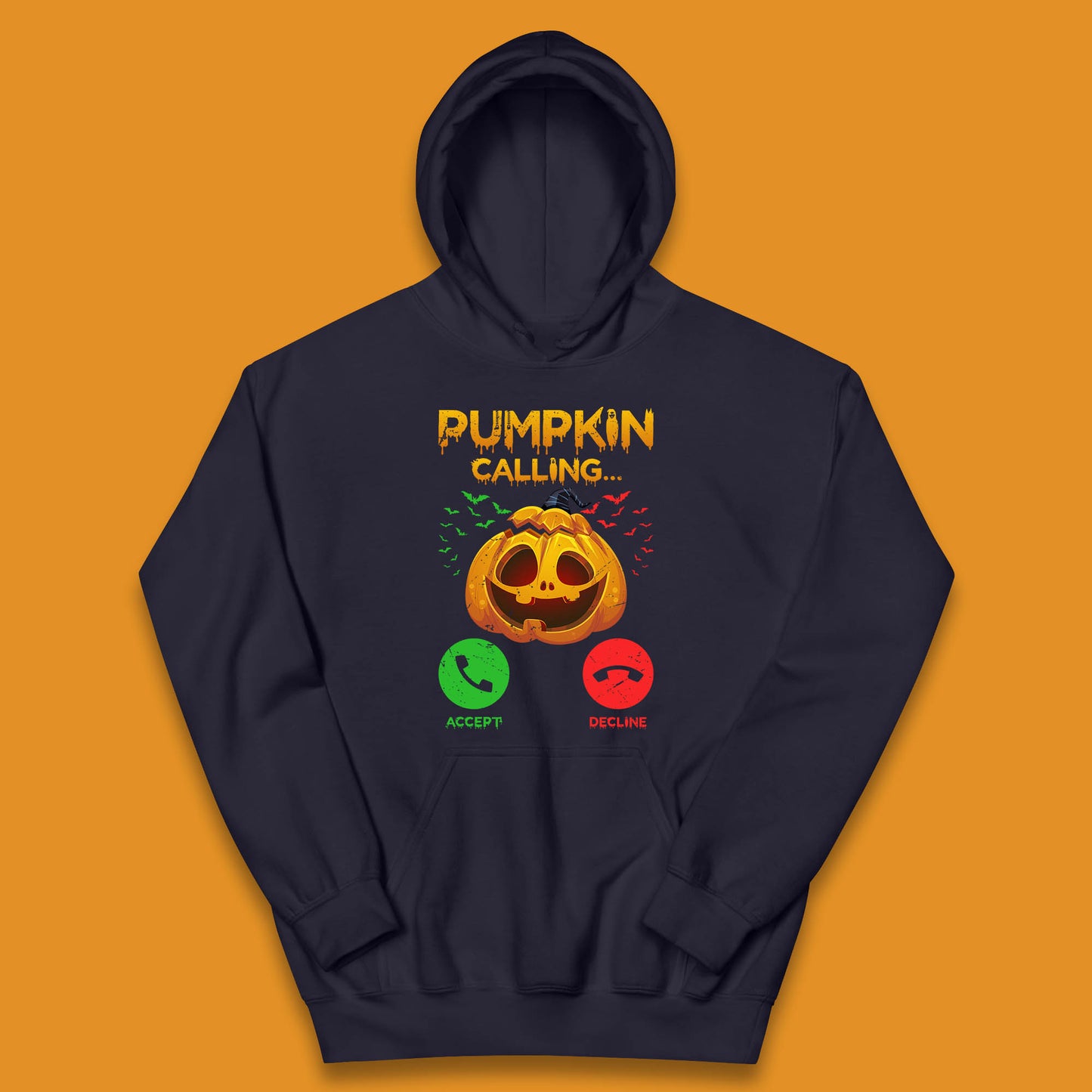 Halloween Pumpkin Calling Funny Phone Call Horror Scary Jack O Lantern Kids Hoodie