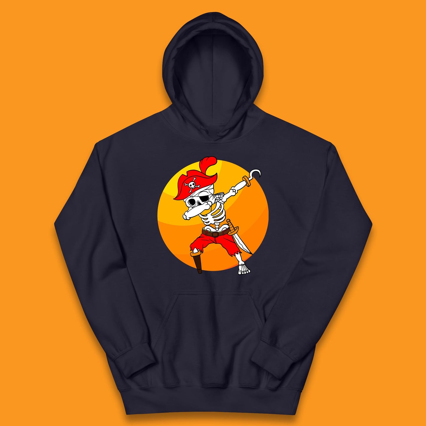 Dabbing Pirate Skeleton Halloween Jolly Roger Funny Halloween Costume Kids Hoodie