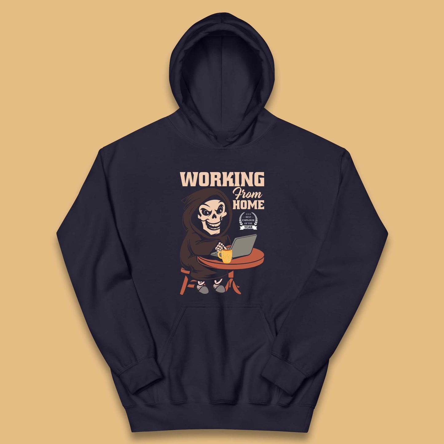 Working From Home Best Employee Of The Year Funny Death Halloween Kids Hoodie