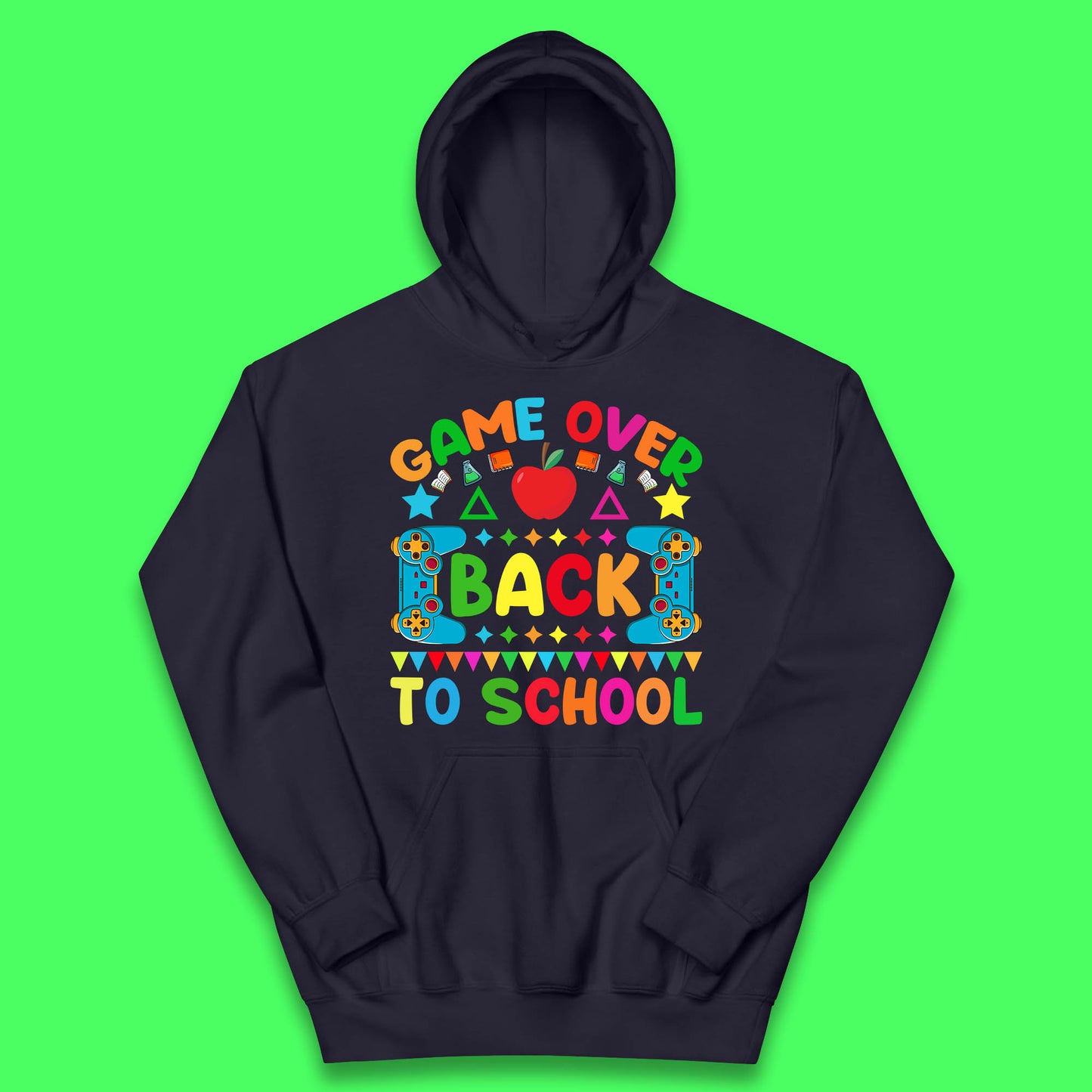Game Over Back To School Gaming Lover Kids Gift Colorful Retro Kids Costume Kids Hoodie
