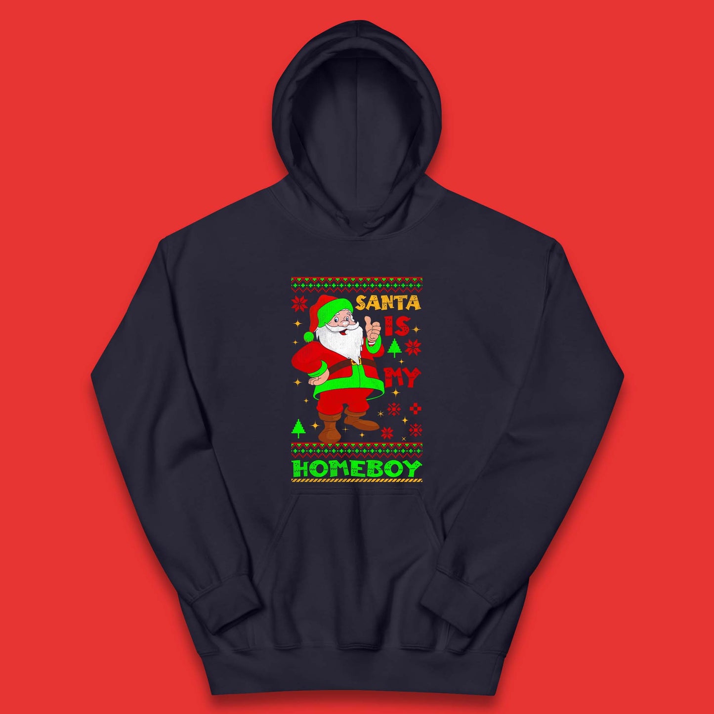 Santa Is My Homeboy Christmas Kids Hoodie