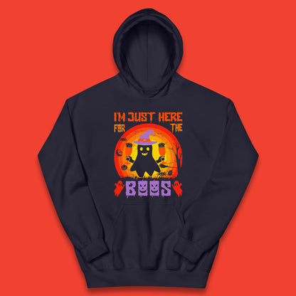 I'm Just Here For The Boos Halloween Boo Ghost Witch Hat Horror Scary Kids Hoodie