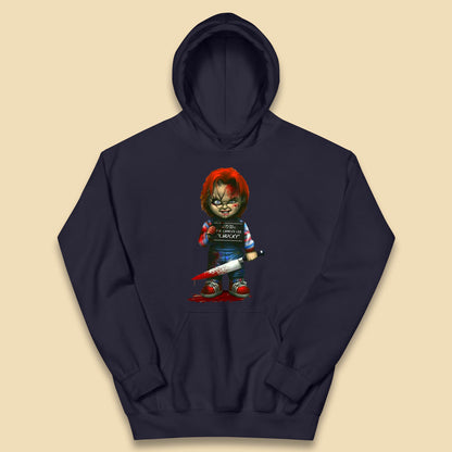 Chucky Mug Shot Chicago Police Dept Ray Charles Lee Chucky Halloween Horror Movie Kids Hoodie