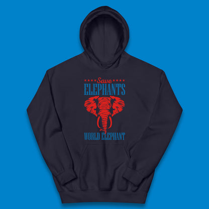 Save The Elephants World Elephant Day Zoo Animal Wildlife Kids Hoodie