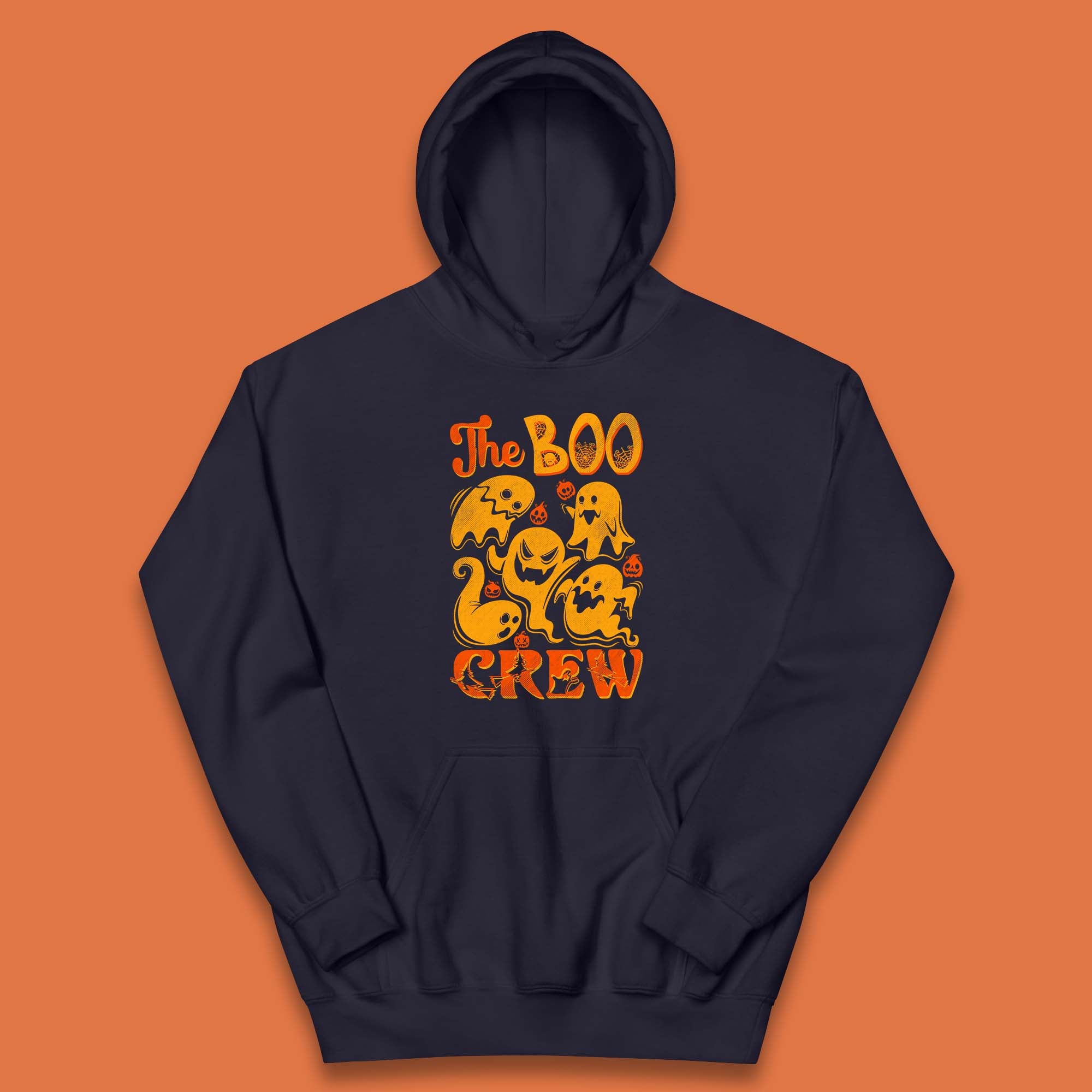 The Boo Crew Halloween Horror Scary Boo Ghost Squad Spooky Vibes Kids Hoodie