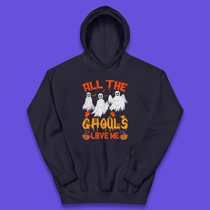 All The Ghouls Love Me Halloween Funny Horror Spooky Boo Ghost Kids Hoodie