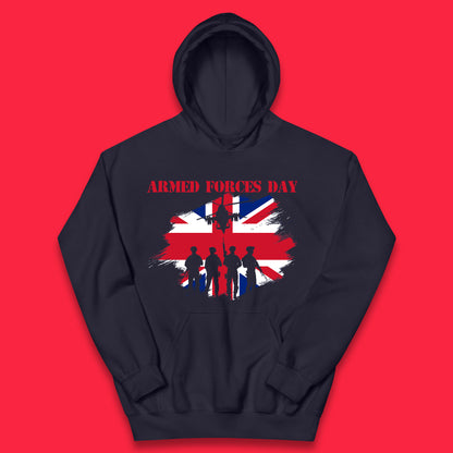 Armed Forces Day Great Britain Flag Anzac Day Lest We Forget British Veteran Day Kids Hoodie