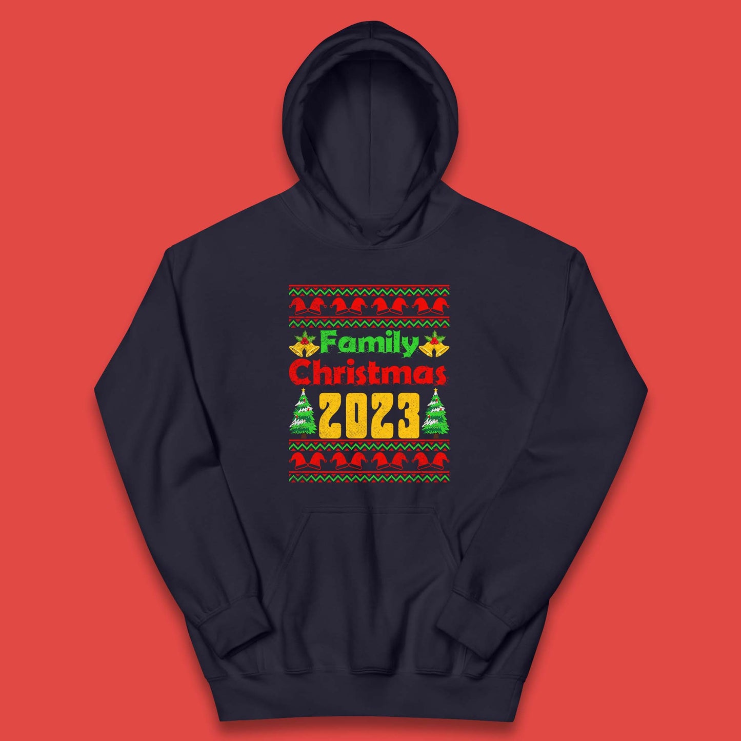 Family Christmas 2023 Holiday Winter Festive Christmas Trees Xmas Season Kids Hoodie