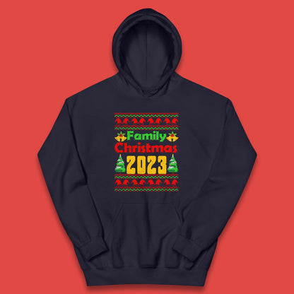 Family Christmas 2023 Holiday Winter Festive Christmas Trees Xmas Season Kids Hoodie
