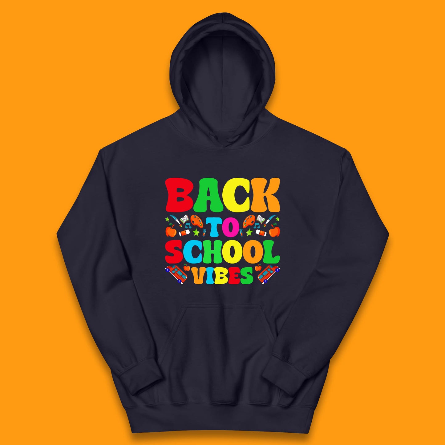 Back To School Vibes Happy First Day Of School Retro School Life Kids Hoodie