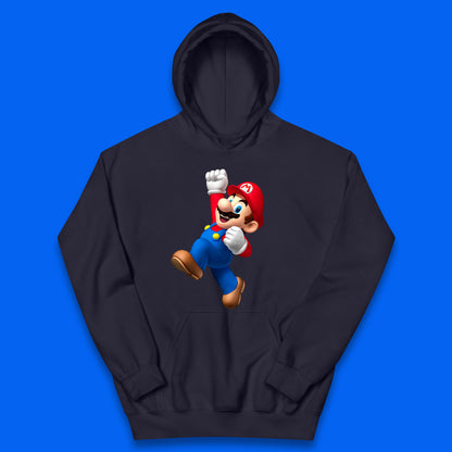 Super Mario Jumping In Happy Mood Funny Game Lovers Players Mario Bro Toad Retro Gaming Kids Hoodie