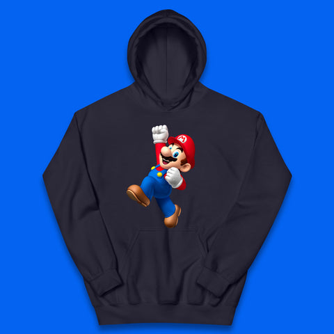 Super Mario Jumping In Happy Mood Funny Game Lovers Players Mario Bro Toad Retro Gaming Kids Hoodie