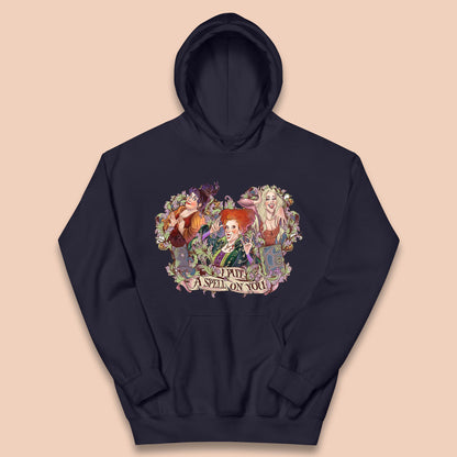 I Putt A Spell On You Halloween Sanderson Sisters Hocus Pocus Vintage Witches Kids Hoodie